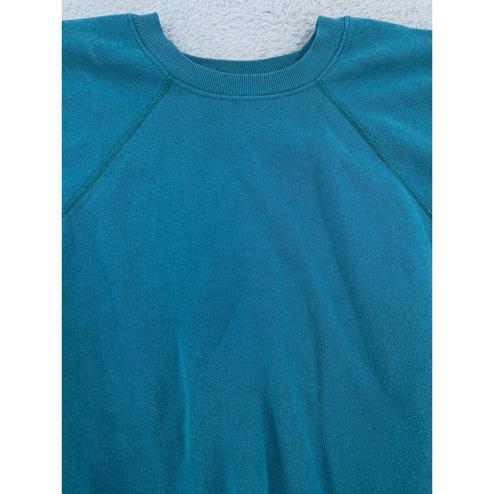 Vintage Tultex Sweatshirt BOXY Small Blue Teal‎ Blank Crewneck Pullover USA 90s